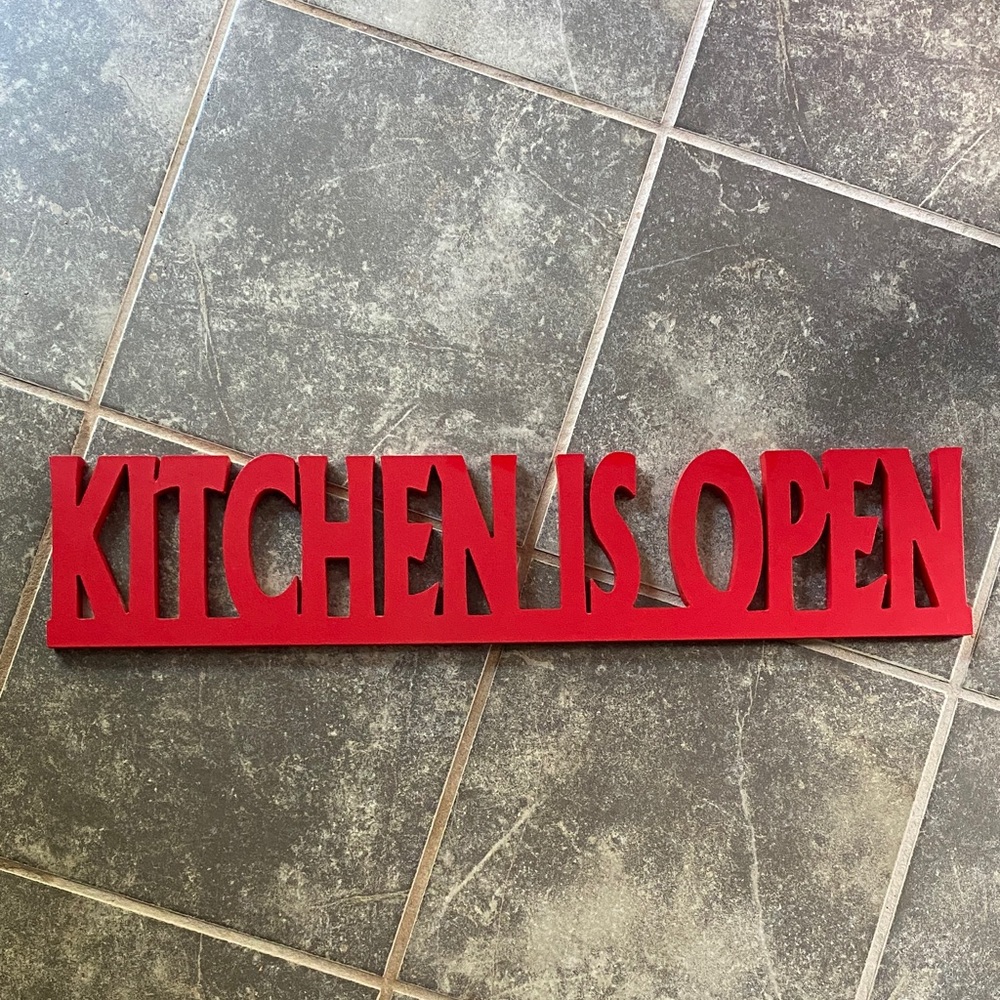 Red Kitchen Sign - "Kitchen is Open"